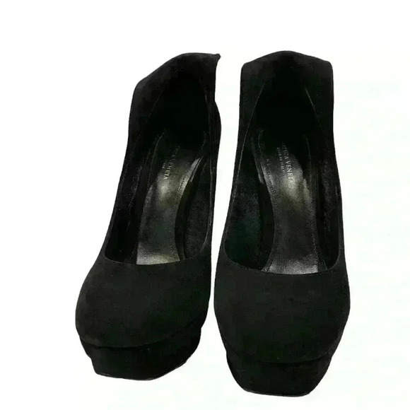 Bottega Veneta Women’s Nib black suede platform pumps fold over heel - Picture 5 of 10